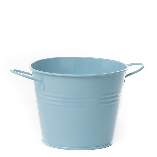 Soft Blue Tin Bucket With Side Handles