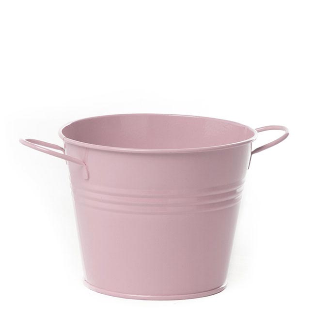 Soft Pink Tin Bucket With Side Handles