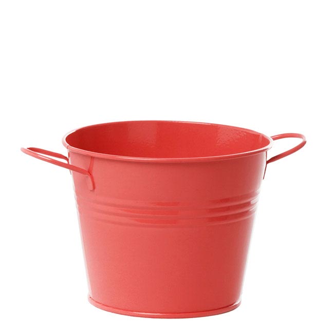 Red Tin Bucket With Side Handles