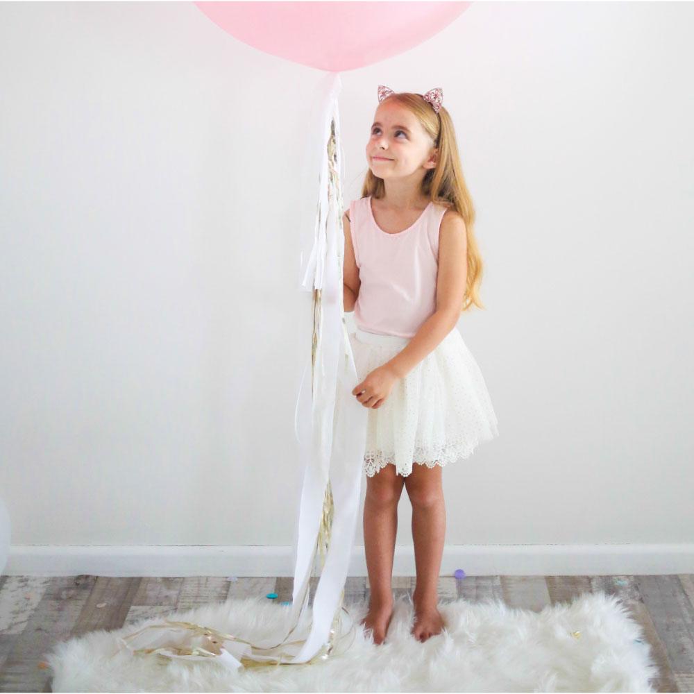 Silver Foil & White Streamer Balloon Tail - Party Affair