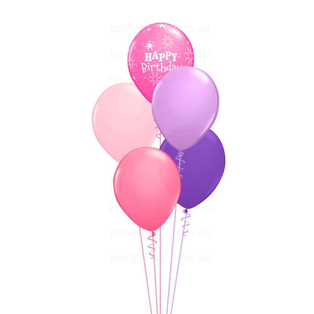 Birthday Sparkle Pink 5 Balloon Bouquet - Party Affair