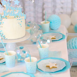 Blue With Iridescent Spots Dessert Plates