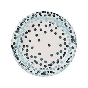 Blue Foil Confetti Lunch Plates - Party Affair