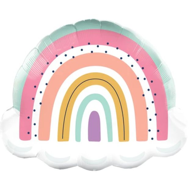 Boho Rainbow In Clouds Foil Balloon Shape