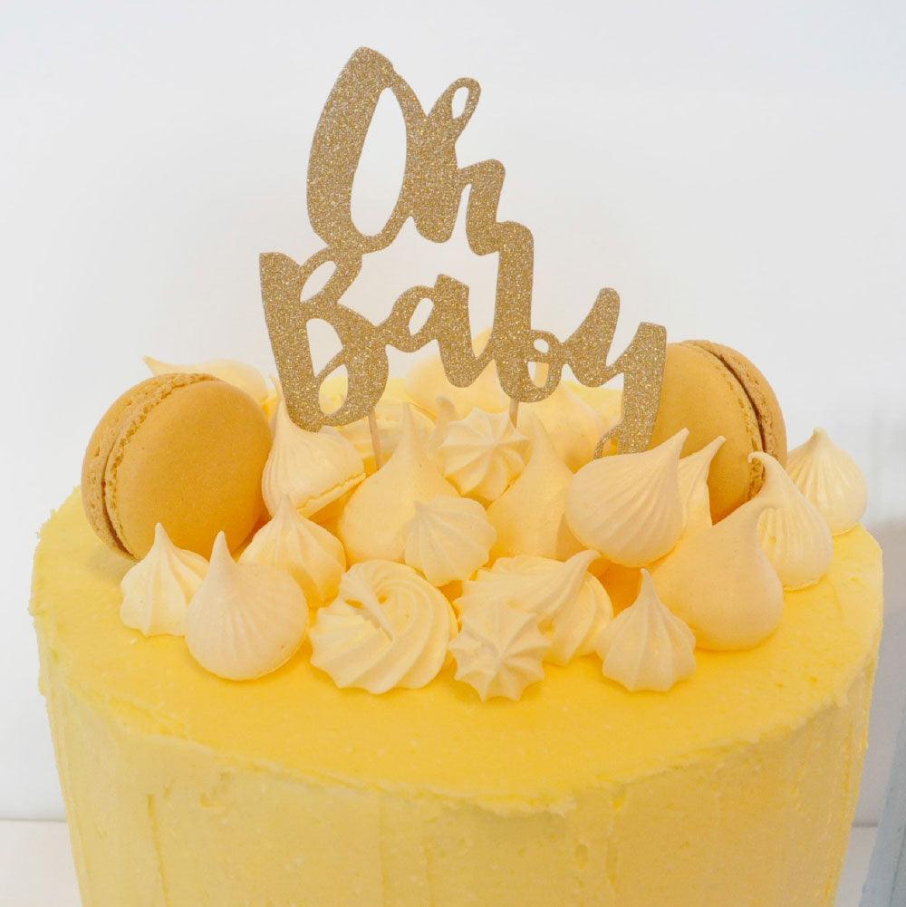 Oh Baby' Gold Glitter Cake Topper - Party Affair