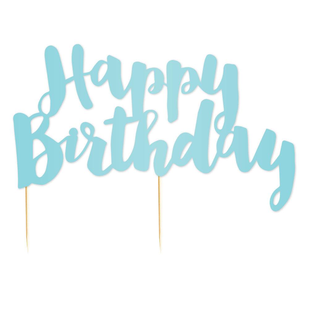 Happy Birthday&#39; Blue Foil Cake Topper - Party Affair