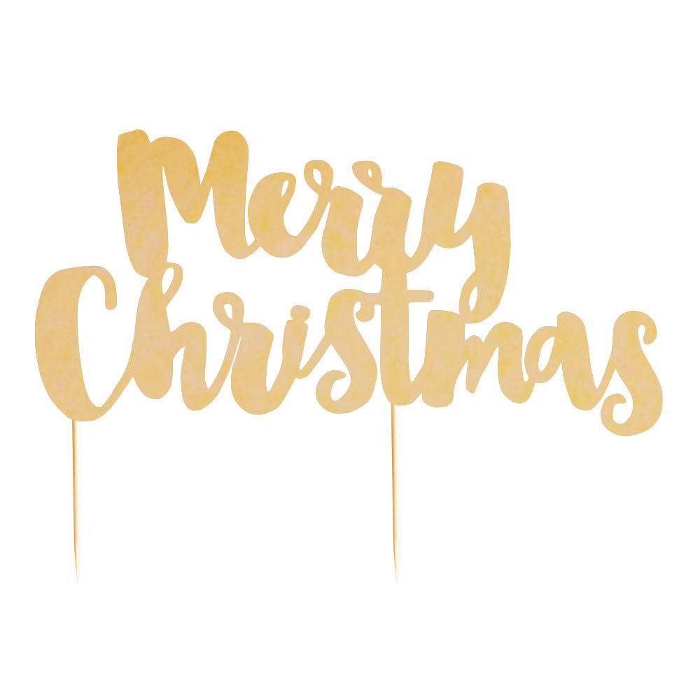 Gold Merry Christmas Cake Topper - Party Affair