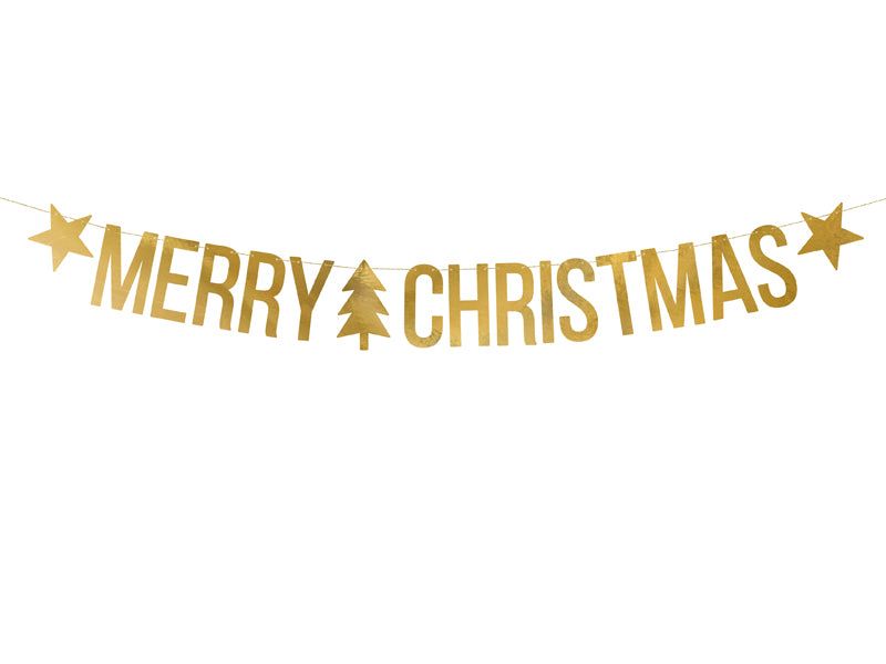 Gold Merry Christmas Banner
