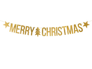 Gold Merry Christmas Banner