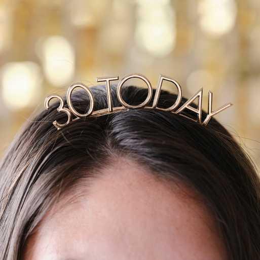 Champagne Gold Metal '30 Today' Headband - Party Affair
