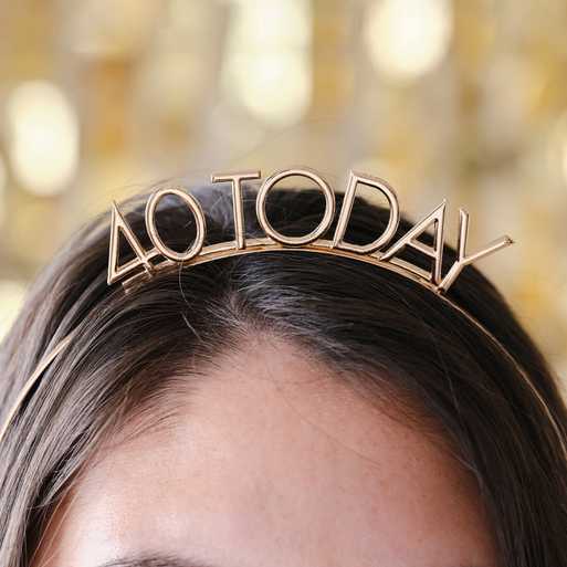 Champagne Gold Metal '40 Today' Headband