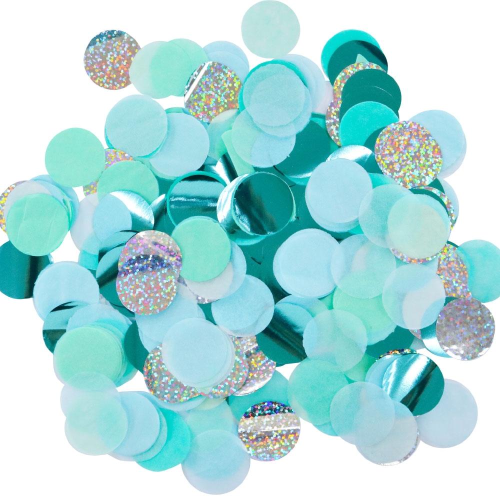 Holographic Metallic Blue, Teal & Mint Confetti