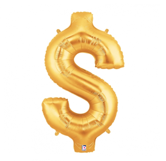 Gold Dollar Sign $ Foil Balloon