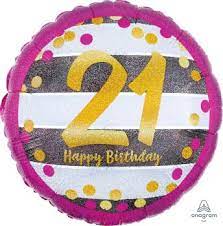 Pink & Gold 21 Happy Birthday Foil Balloon
