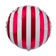 Red & White Stripe Round Foil Balloon - Party Affair
