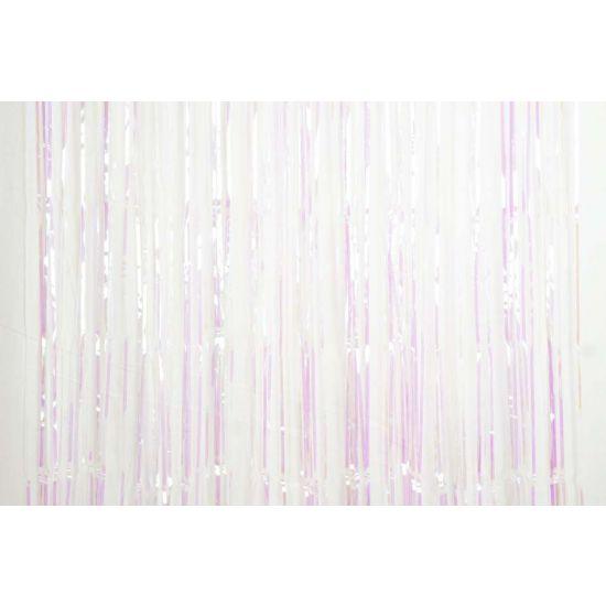 Iridescent White/Pink Foil Curtain - Party Affair
