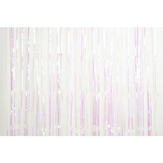 Iridescent White/Pink Foil Curtain