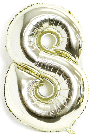 Number 8 White Gold 102cm Foil Balloon - Party Affair
