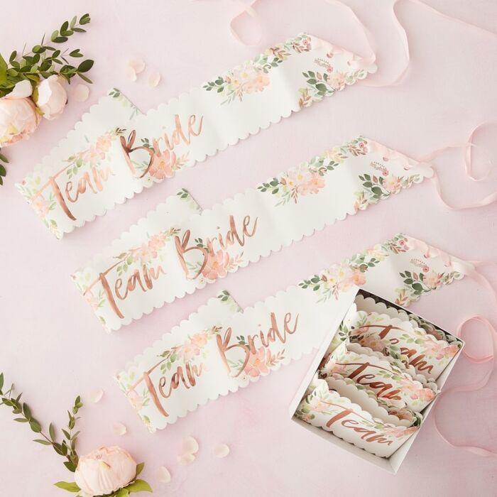 Floral 'Team Bride' Hen Party Sashes - Party Affair