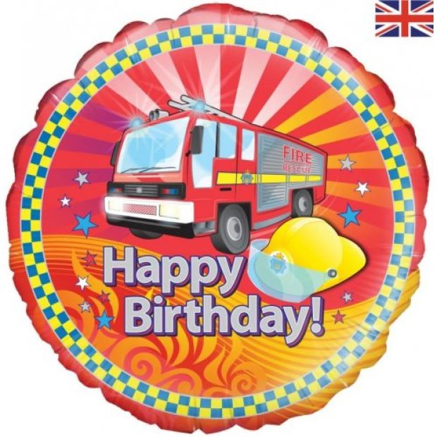 Fire Engine Happy Birthday Foil Balloon