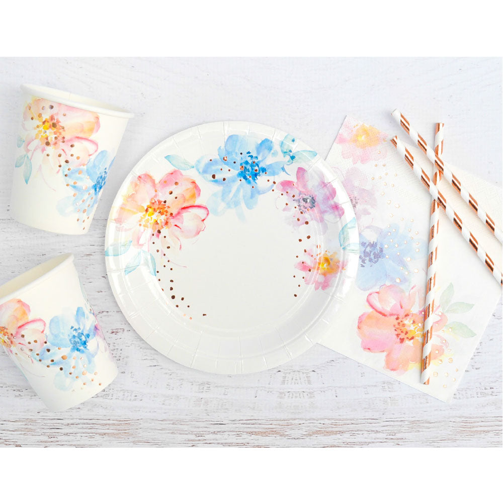 Rose Gold Floral Dessert Plates - Party Affair