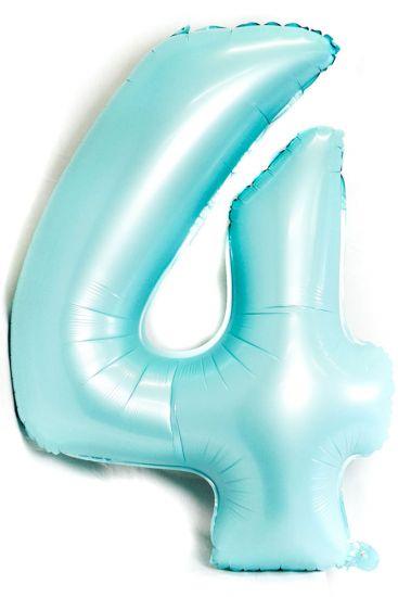 Light Blue Number 4 Four Large Foil Balloon - Party Affair