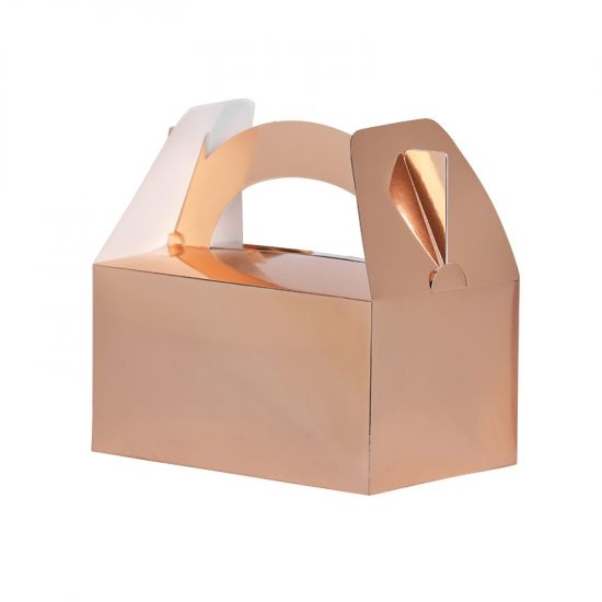 Metallic Rose Gold Paper Lunch Boxes