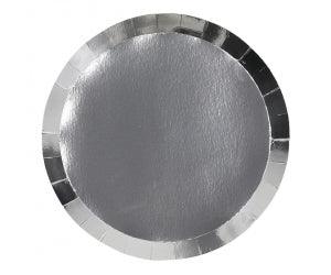 Metallic Silver Round Dinner Plates - 20 - Party Affair