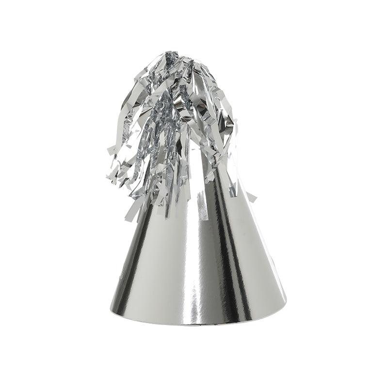 Metallic Silver Tassel Topper Party Hats - Party Affair