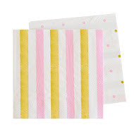 gold and pink stripes and spots lunch napkins