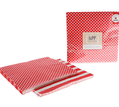 Red Reversible Polka Dot and Striped Napkins