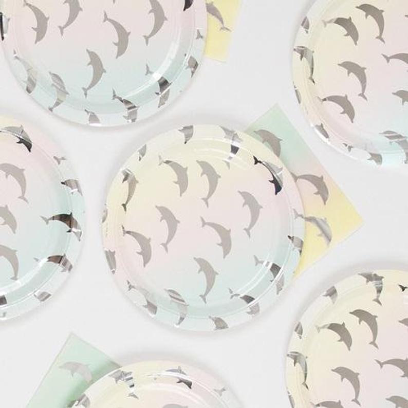 Pastel Dolphin Paper Dinner Plates - Party Affair