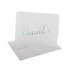 White With Silver Script 'Thanks' Thank You Cards - Party Affair
