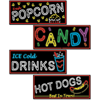 Neon Movie Food Signs