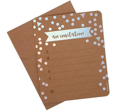 Kraft & Iridescent Foil Confetti Invitations - Party Affair
