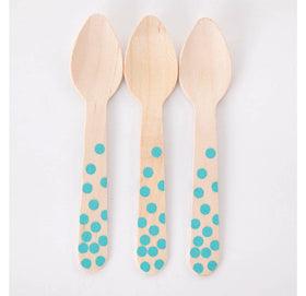 Blue Spot Wooden Ice Cream Spoons - Party Affair