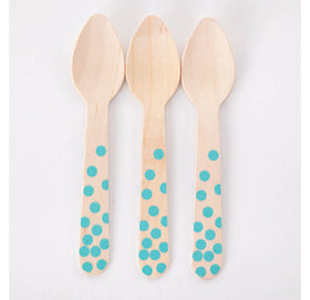 Blue Spot Wooden Icecream Spoons