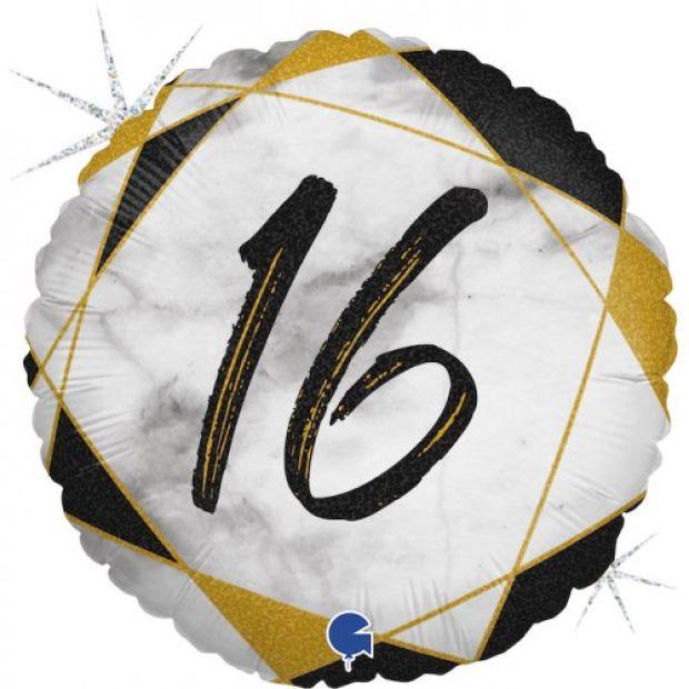 16 Black Marble Foil Balloon - Party Affair