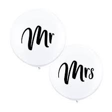 Mr & Mrs White Round Latex Jumbo Balloon