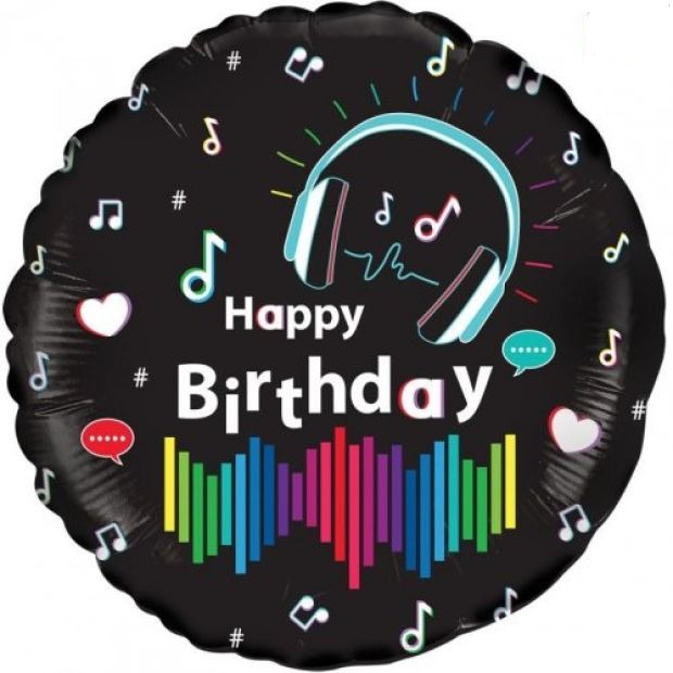 Music Media Happy Birthday Foil Balloon