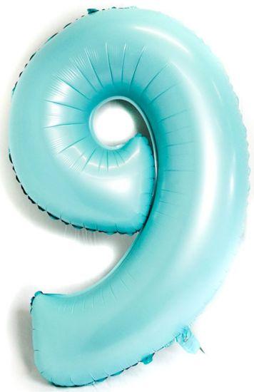 Light Blue Number 9 Nine Large Foil Balloon - Party Affair