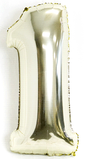 Number 1 White Gold 102cm Foil Balloon - Party Affair