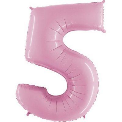 Large Numeral 5 Pastel Pink Foil Balloon - Party Affair