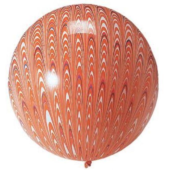 Orange Peacock Print Latex Balloon - Party Affair