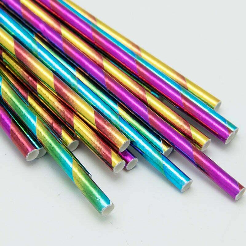 Metallic Rainbow Paper Straw Mix - Party Affair