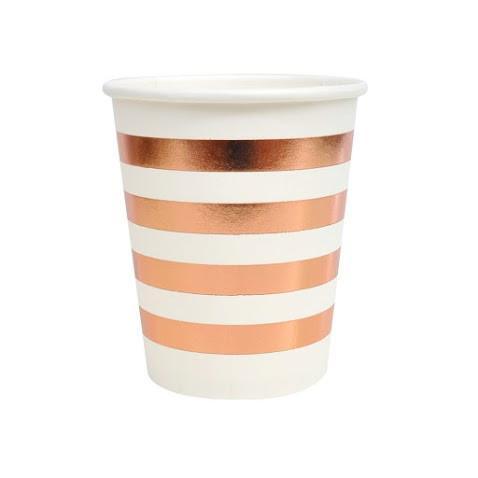 Rose Gold Stripe Cups - Party Affair