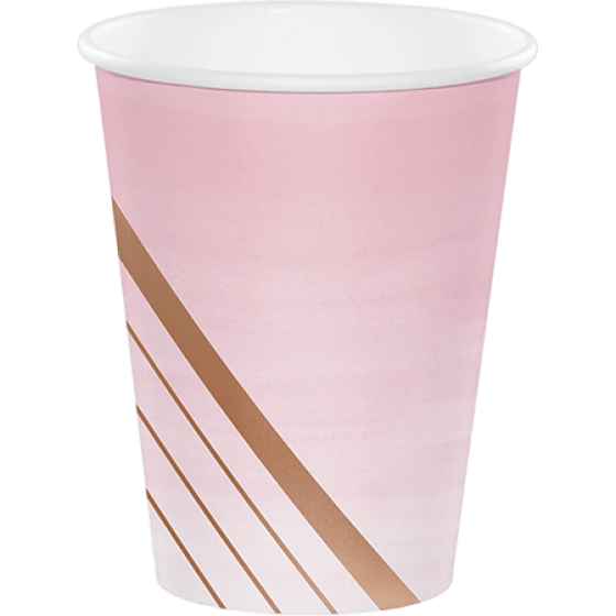 Rose All Day Hexagonal Stripes Pink Large Cups - Party Affair