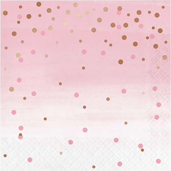 Rose All Day Rose Gold Dots Pink Paper Lunch Napkins - Party Affair