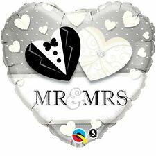 Mr & Mrs Silver Heart Shape Foil Balloon - Party Affair