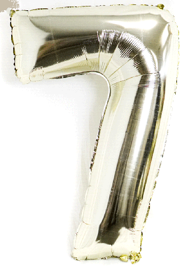 Number 7 White Gold 102cm Foil Balloon - Party Affair